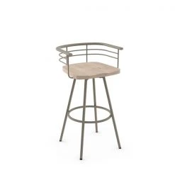 Amisco Denton 29.88-in Swivel Bar Stool - Beige Distressed Wood - Matt Light Grey Metal