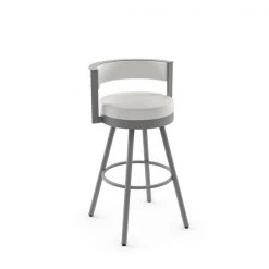 Amisco Eller 31-in Swivel Bar Stool - Off White Faux Leather - Silver Grey Metal