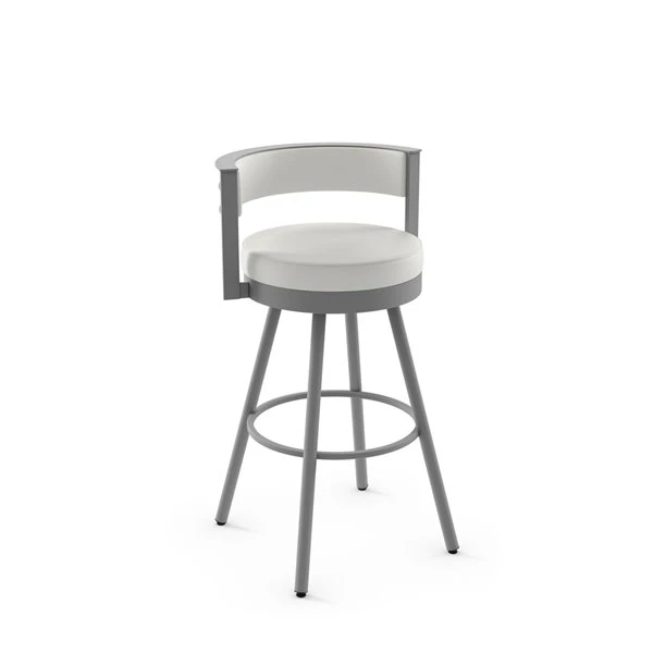 Amisco Eller 31-in Swivel Bar Stool - Off White Faux Leather - Silver Grey Metal 1 Amisco Eller 31-in Swivel Bar Stool - Off White Faux Leather - Silver Grey Metal