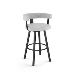 Amisco Parker 26.25-in Swivel Counter Stool - Grey White Polyester - Black Metal