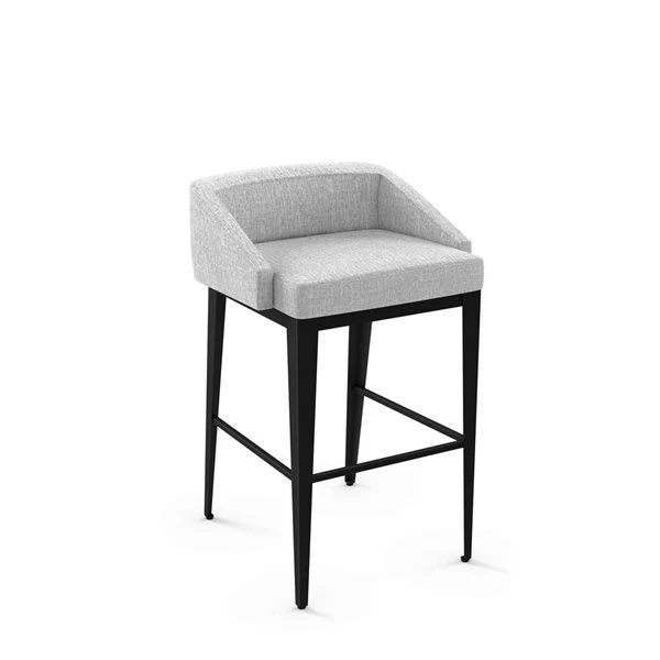 Amisco Bailey 26.75-in Counter Stool - Grey White Polyester - Black Metal 1 Amisco Bailey 26.75-in Counter Stool - Grey White Polyester - Black Metal