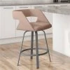 Amisco Harris 30.63-in Swivel Bar Stool - Soft Pink Fabric - Matt Dark Grey Metal -AMISCO Sales Shop 330762175 AlternateImage2 l