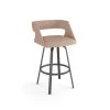 Amisco Harris 30.63-in Swivel Bar Stool - Soft Pink Fabric - Matt Dark Grey Metal