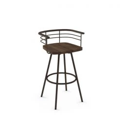 Amisco Denton 25.88-in Swivel Counter Stool - Dark Brown Distressed Wood - Dark Brown Metal