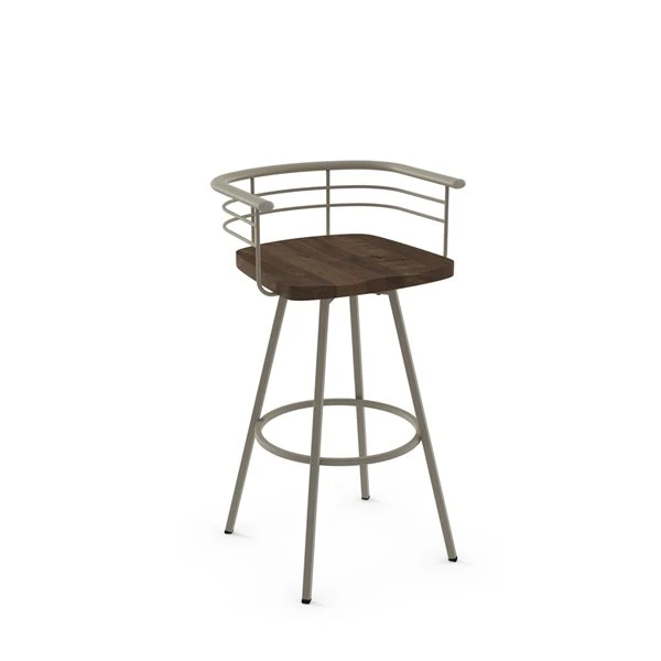 Amisco Denton 25.88-in Swivel Counter Stool - Dark Brown Distressed Wood - Matt Light Grey Metal 1 Amisco Denton 25.88-in Swivel Counter Stool - Dark Brown Distressed Wood - Matt Light Grey Metal
