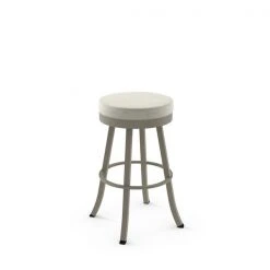 AMISCO Sales Shop 47 Amisco Logan 30.88-in Swivel Bar Stool - Light Beige PVC - Matt Light Grey Metal