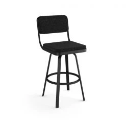 Amisco Everett 26.25-in Swivel Counter Stool - Black Woven Fabric - Black Metal