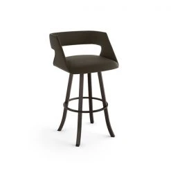 Amisco Metro 26.75-in Swivel Counter Stool - Dark Brown Grey Polyester - Dark Brown Metal