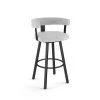 Amisco Parker 30.25-in Swivel Bar Stool - Grey White Polyester - Black Metal