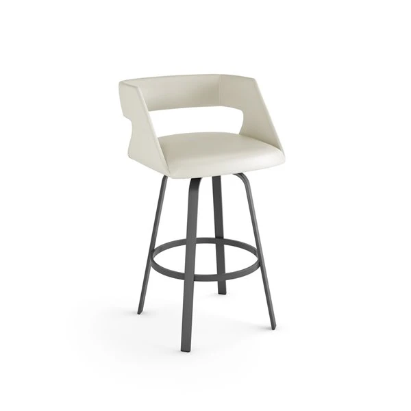 Amisco Harris 30.63-in Swivel Bar Stool - Off White Faux Leather - Matt Dark Grey Metal 1 Amisco Harris 30.63-in Swivel Bar Stool - Off White Faux Leather - Matt Dark Grey Metal