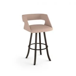 Amisco Metro 26.75-in Swivel Counter Stool - Soft Pink Fabric - Dark Brown Metal