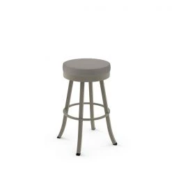 AMISCO Sales Shop 37 Amisco Logan 26.88-in Swivel Counter Stool - Taupe Grey Faux Leather - Matt Light Grey Metal