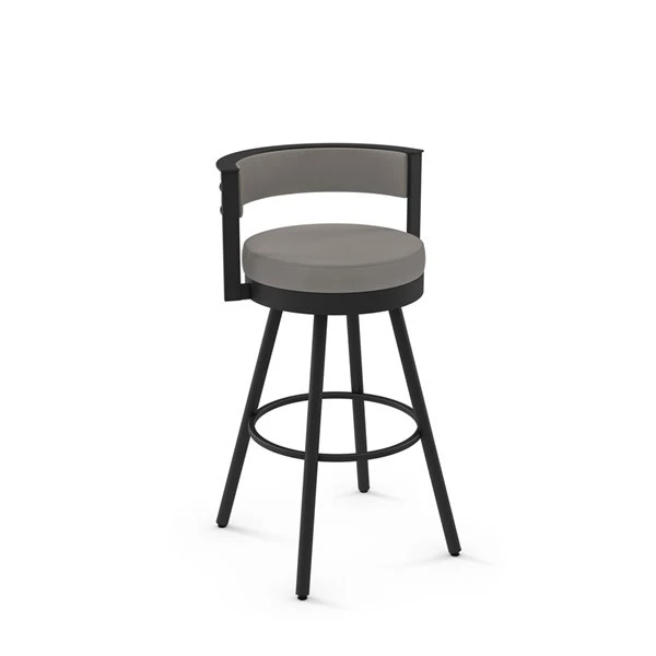 Amisco Eller 31-in Swivel Bar Stool - Taupe Grey Faux Leather - Black Metal 1 Amisco Eller 31-in Swivel Bar Stool - Taupe Grey Faux Leather - Black Metal