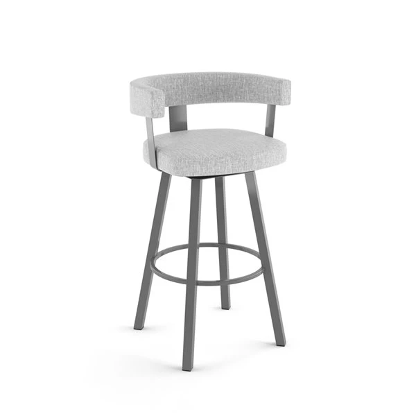 Amisco Parker 26.25-in Swivel Counter Stool - Grey White Polyester - Glossy Grey Metal 1 Amisco Parker 26.25-in Swivel Counter Stool - Grey White Polyester - Glossy Grey Metal