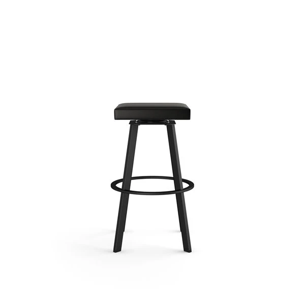 Amisco Sinclair 25.25-in Swivel Counter Stool - Black Faux Leather - Black Metal 3 Amisco Sinclair 25.25-in Swivel Counter Stool - Black Faux Leather - Black Metal - Image 3