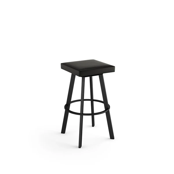 Amisco Sinclair 25.25-in Swivel Counter Stool - Black Faux Leather - Black Metal 1 Amisco Sinclair 25.25-in Swivel Counter Stool - Black Faux Leather - Black Metal