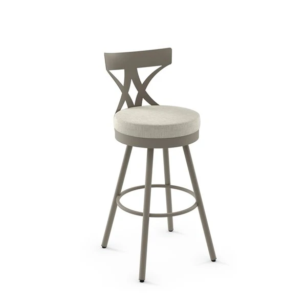 Amisco Mapleton 31-in Swivel Bar Stool - Light Beige PVC - Matt Light Grey Metal 1 Amisco Mapleton 31-in Swivel Bar Stool - Light Beige PVC - Matt Light Grey Metal