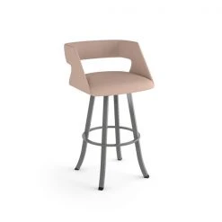 AMISCO Sales Shop 41 Amisco Metro 26.75-in Swivel Counter Stool - Soft Pink Fabric - Glossy Grey Metal