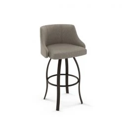 Amisco Crofton 30-in Swivel Bar Stool - Beige & Brown Woven Polyester - Dark Brown Metal