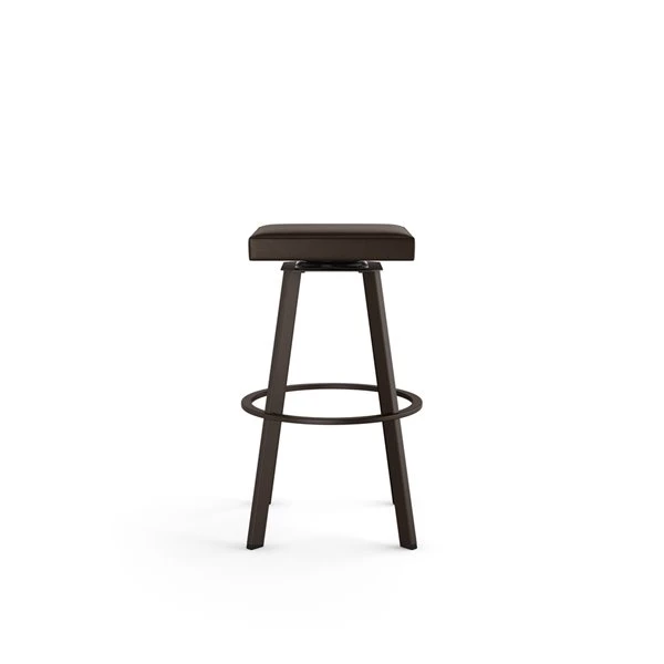 Amisco Sinclair 29.25-in Swivel Bar Stool - Dark Brown Faux Leather - Dark Brown Metal 3 Amisco Sinclair 29.25-in Swivel Bar Stool - Dark Brown Faux Leather - Dark Brown Metal - Image 3