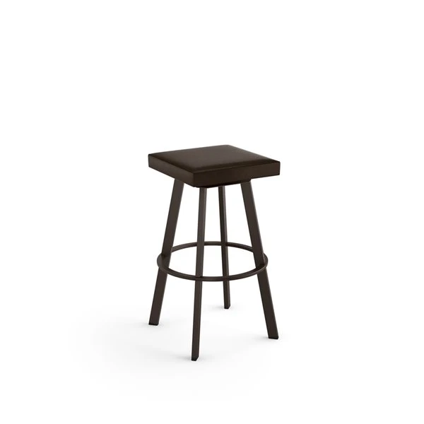 Amisco Sinclair 29.25-in Swivel Bar Stool - Dark Brown Faux Leather - Dark Brown Metal 1 Amisco Sinclair 29.25-in Swivel Bar Stool - Dark Brown Faux Leather - Dark Brown Metal