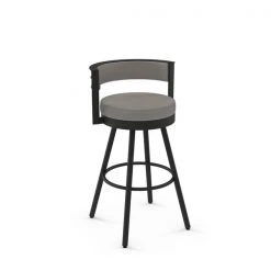 AMISCO Sales Shop 18 Amisco Eller 27-in Swivel Counter Stool - Taupe Grey Faux Leather - Black Metal