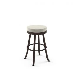 Amisco Logan 26.88-in Swivel Counter Stool - Light Beige PVC - Dark Brown Metal