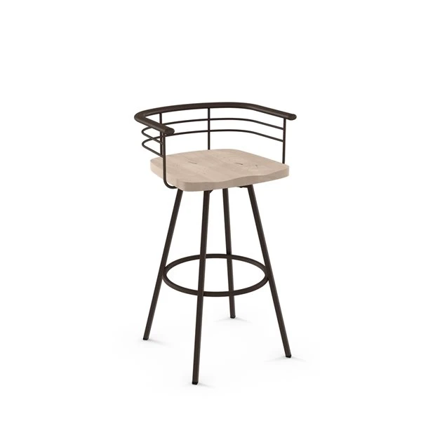 Amisco Denton 25.88-in Swivel Counter Stool - Beige Distressed Wood - Dark Brown Metal 1 Amisco Denton 25.88-in Swivel Counter Stool - Beige Distressed Wood - Dark Brown Metal