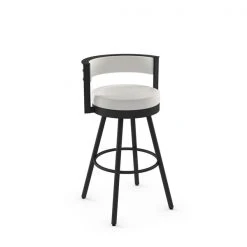 AMISCO Sales Shop 12 Amisco Eller 31-in Swivel Bar Stool - Off White Faux Leather - Black Metal