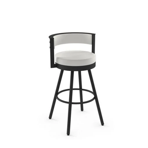 Amisco Eller 31-in Swivel Bar Stool - Off White Faux Leather - Black Metal 7 Amisco Eller 31-in Swivel Bar Stool - Off White Faux Leather - Black Metal -AMISCO Sales Shop 330762237 MainImage 001 l